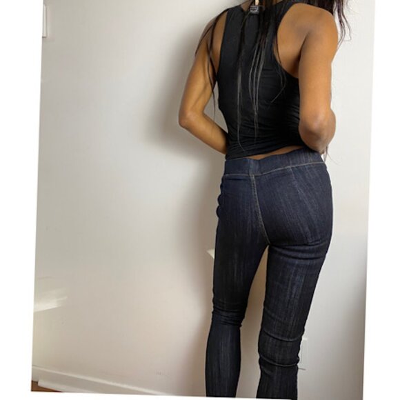 NWT Women’s Dark wash Mid Rise Elastic Waist Skinny Jeggings  Denim Pants - Picture 11 of 12